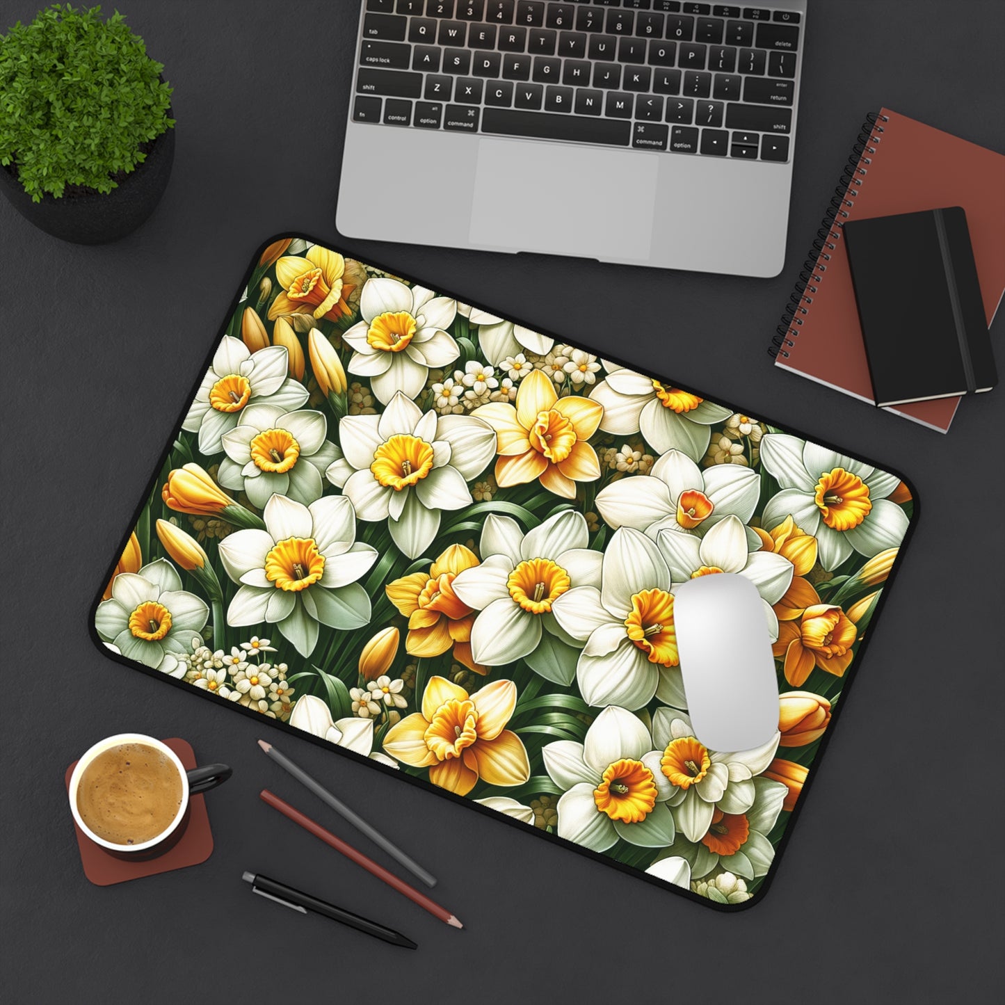 Birth Month Flower Desk Mat Gift December Narcissus Large Gaming Floral Mousepad Aesthetic Fairycore Keyboard Mouse Pad for Work Home Office