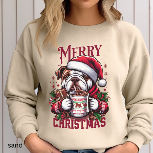 Bulldog Christmas, Bulldog Hot Chocolate PNG PDF SVG digital download