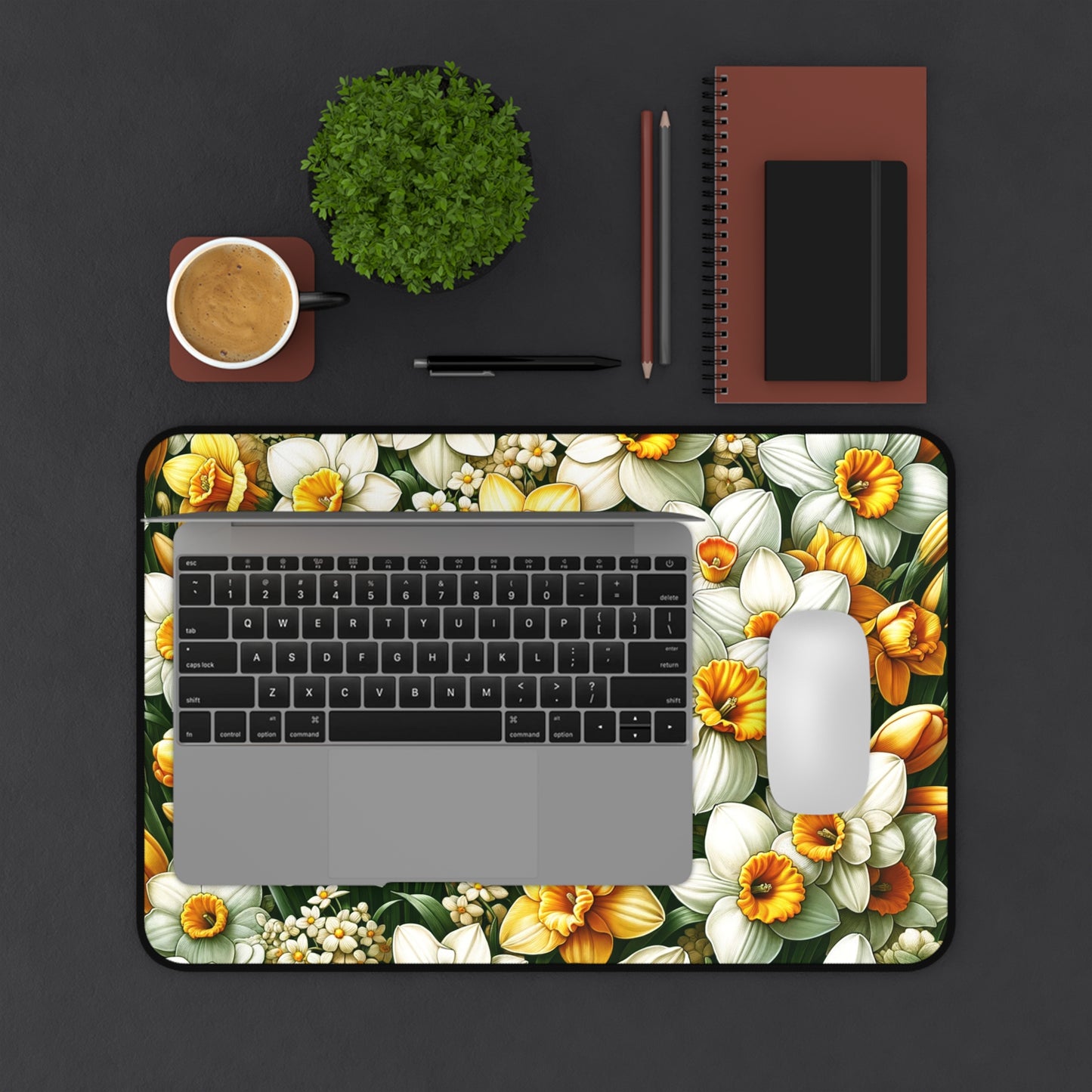 Birth Month Flower Desk Mat Gift December Narcissus Large Gaming Floral Mousepad Aesthetic Fairycore Keyboard Mouse Pad for Work Home Office