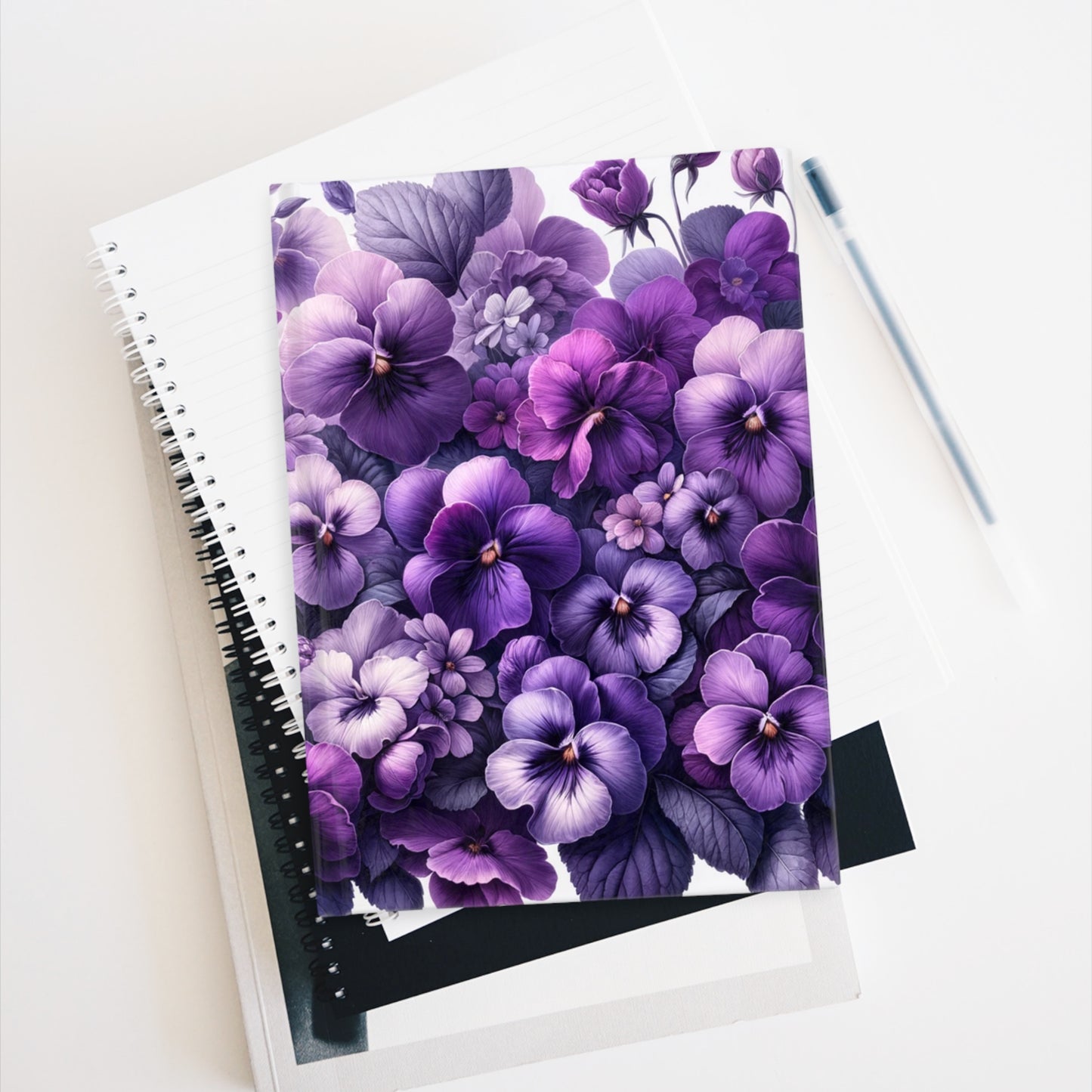 Journal - Ruled Line February Birth Flower, February Birth Month Flower, Violet Floral Design, Birth Flower of February