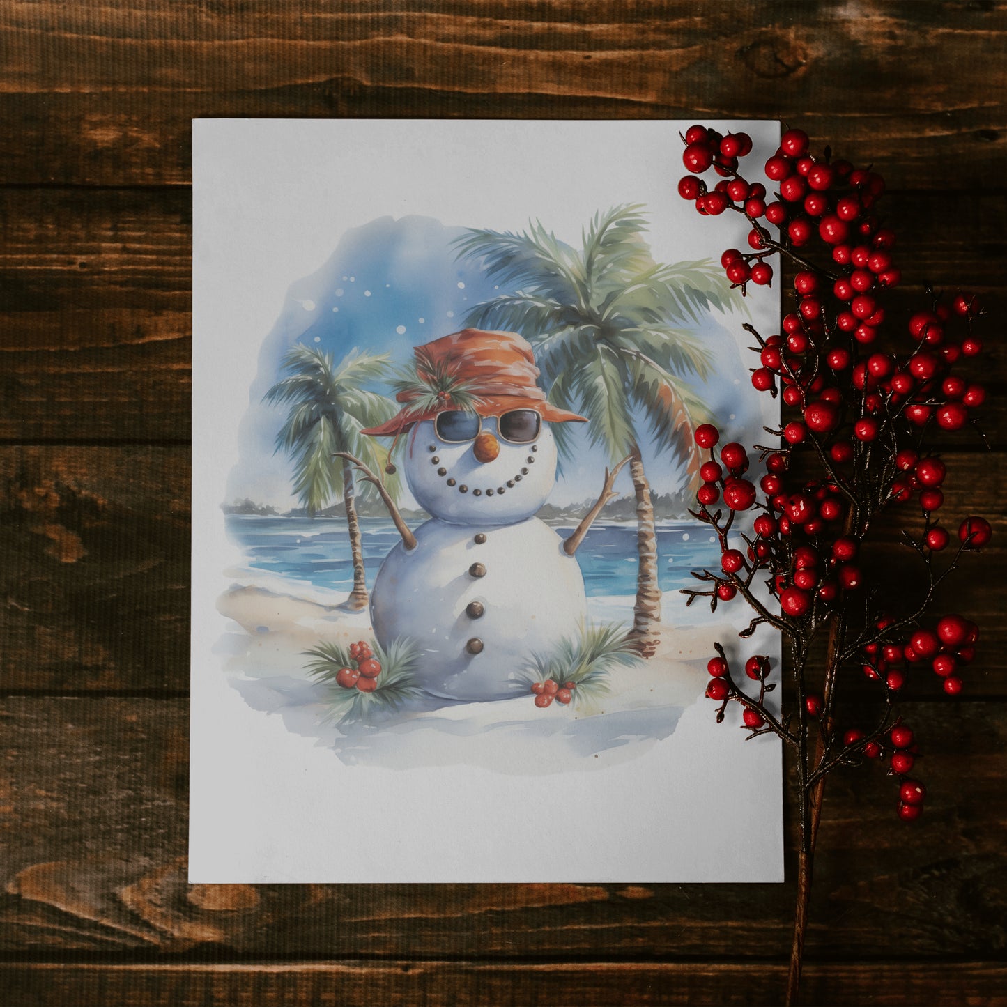 Chill Out Under the Palms: Snowman's Tropical Beach Escape PNG PDF SVG digital download