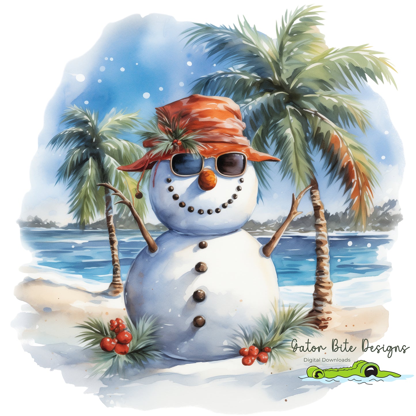Chill Out Under the Palms: Snowman's Tropical Beach Escape PNG PDF SVG digital download