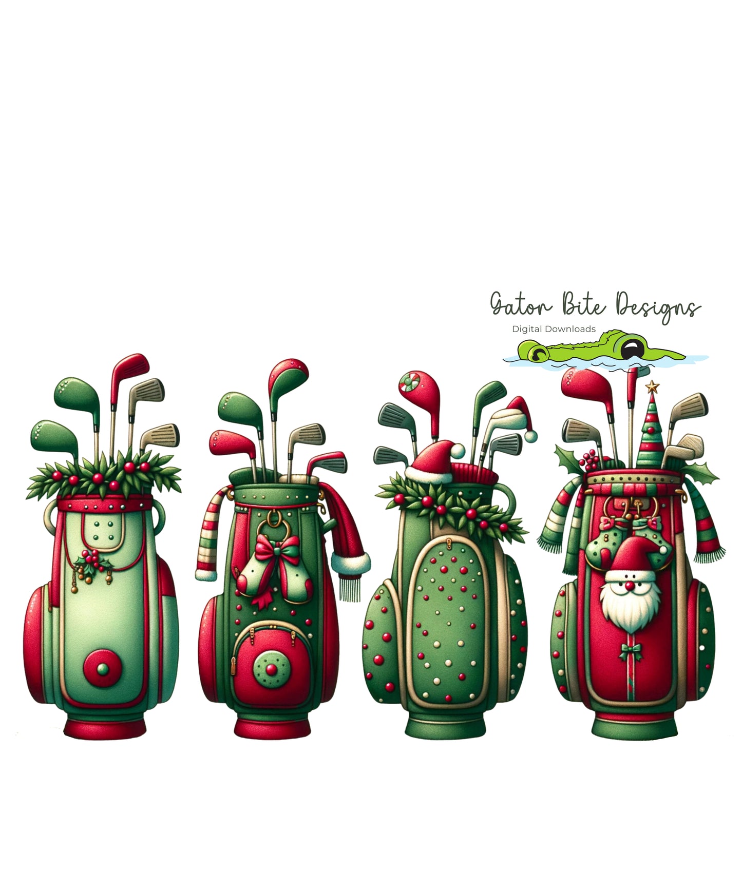 Christmas Golf Bags, Golf lover, Golfing Theme Digital Download PDF PNG SVG digital files for your projects. Sublimation, Silhouette