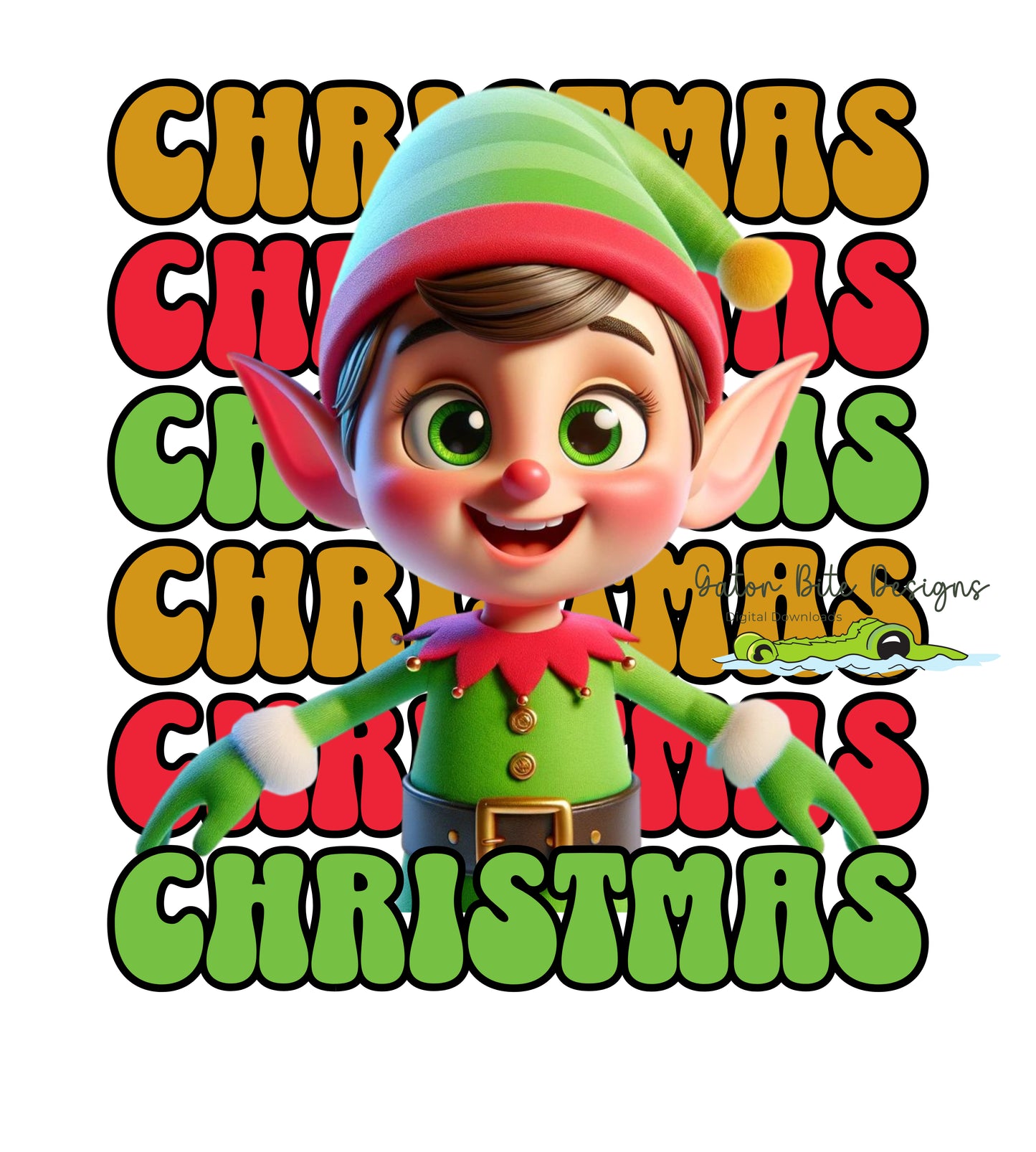 Christmas Elf Celebrating Christmas! PNG PDF SVG digital downloads