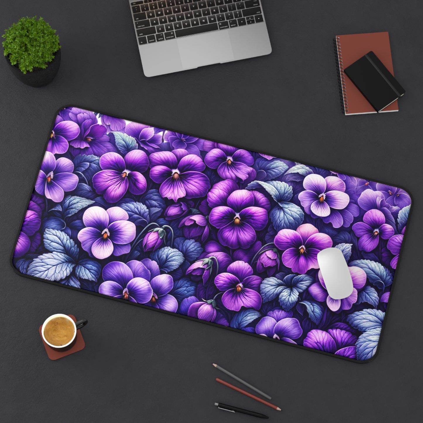 Desk Mat February Birth Flower, February Birth Month Flower, Violet Floral Design, Birth Flower of February