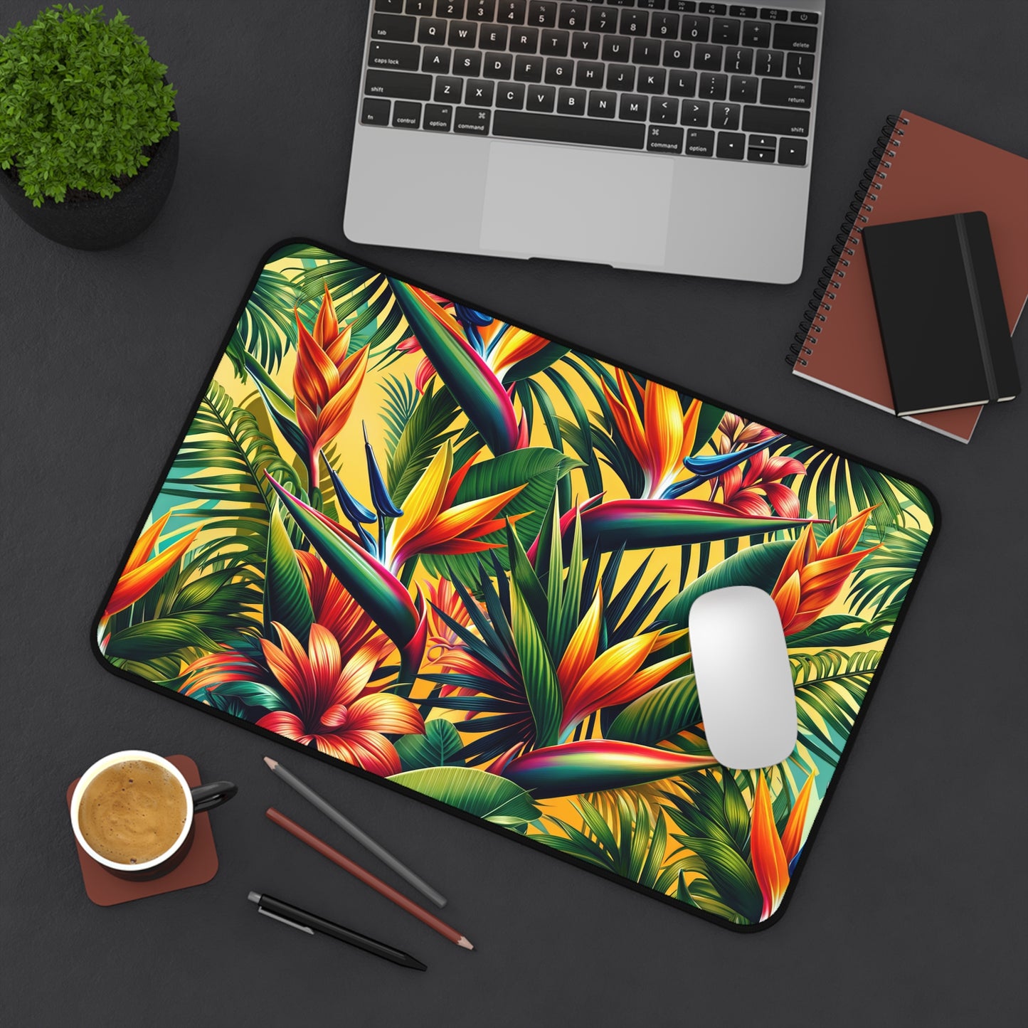 Desk Mat Lush Tropical Paradise Bloom mat to protect your desk in either your home office or work space.