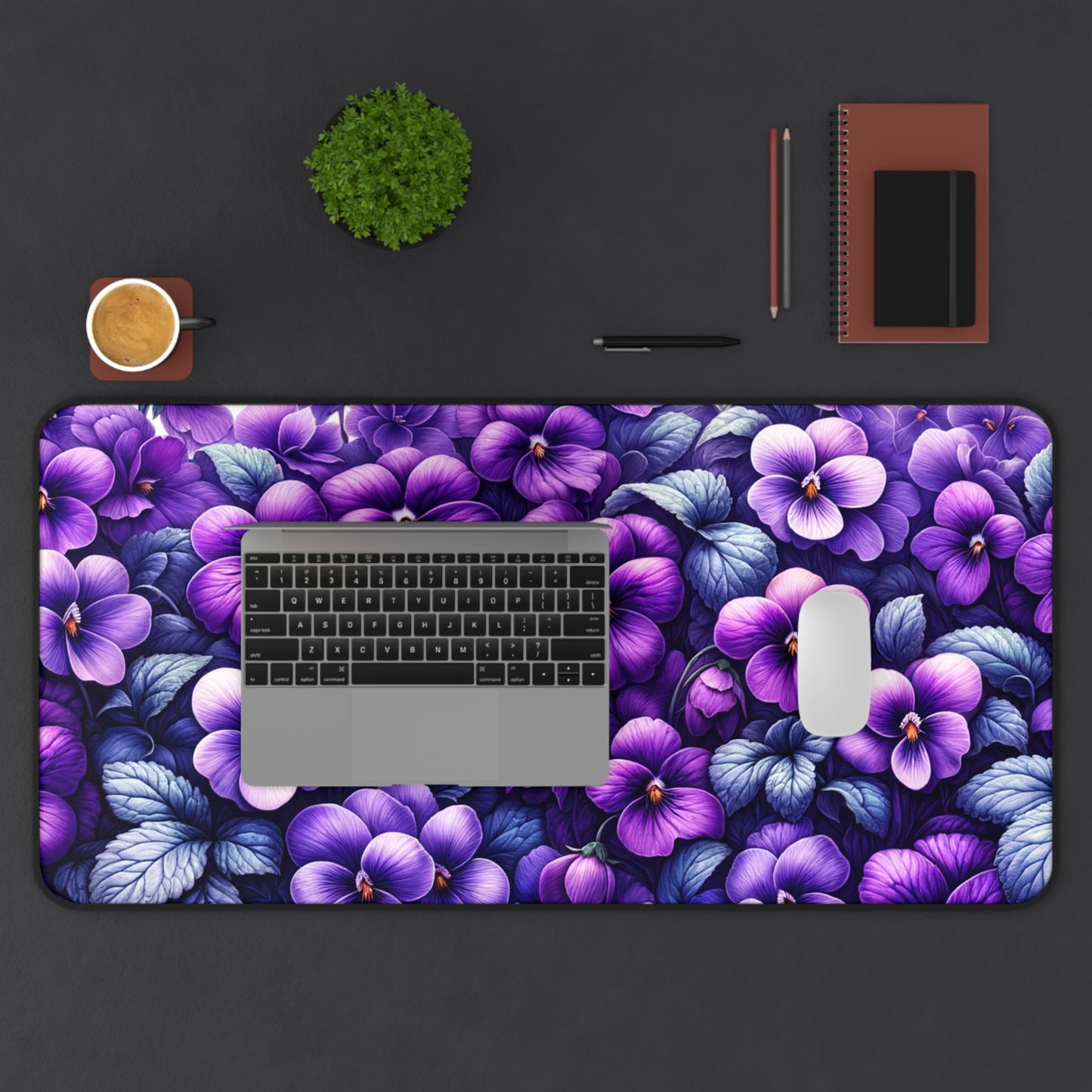 Desk Mat February Birth Flower, February Birth Month Flower, Violet Floral Design, Birth Flower of February