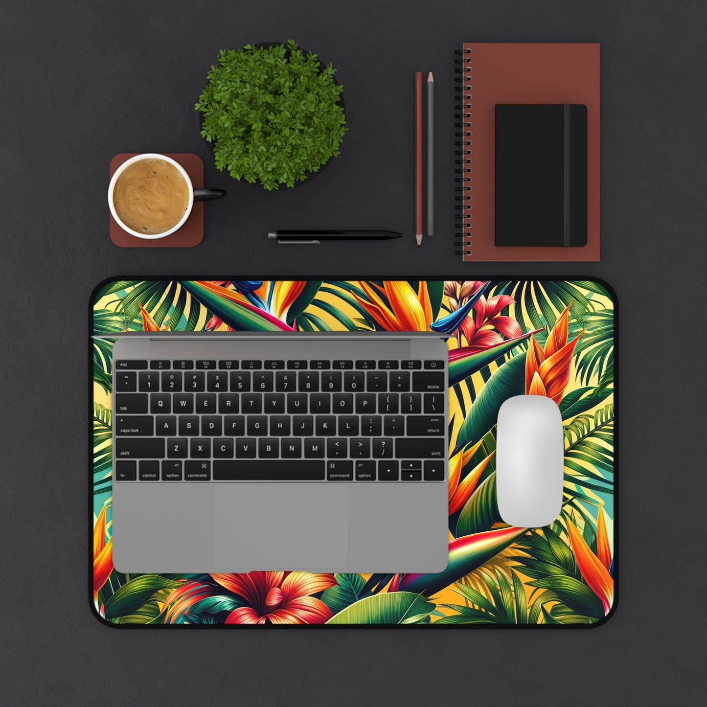 Desk Mat Lush Tropical Paradise Bloom mat to protect your desk in either your home office or work space.