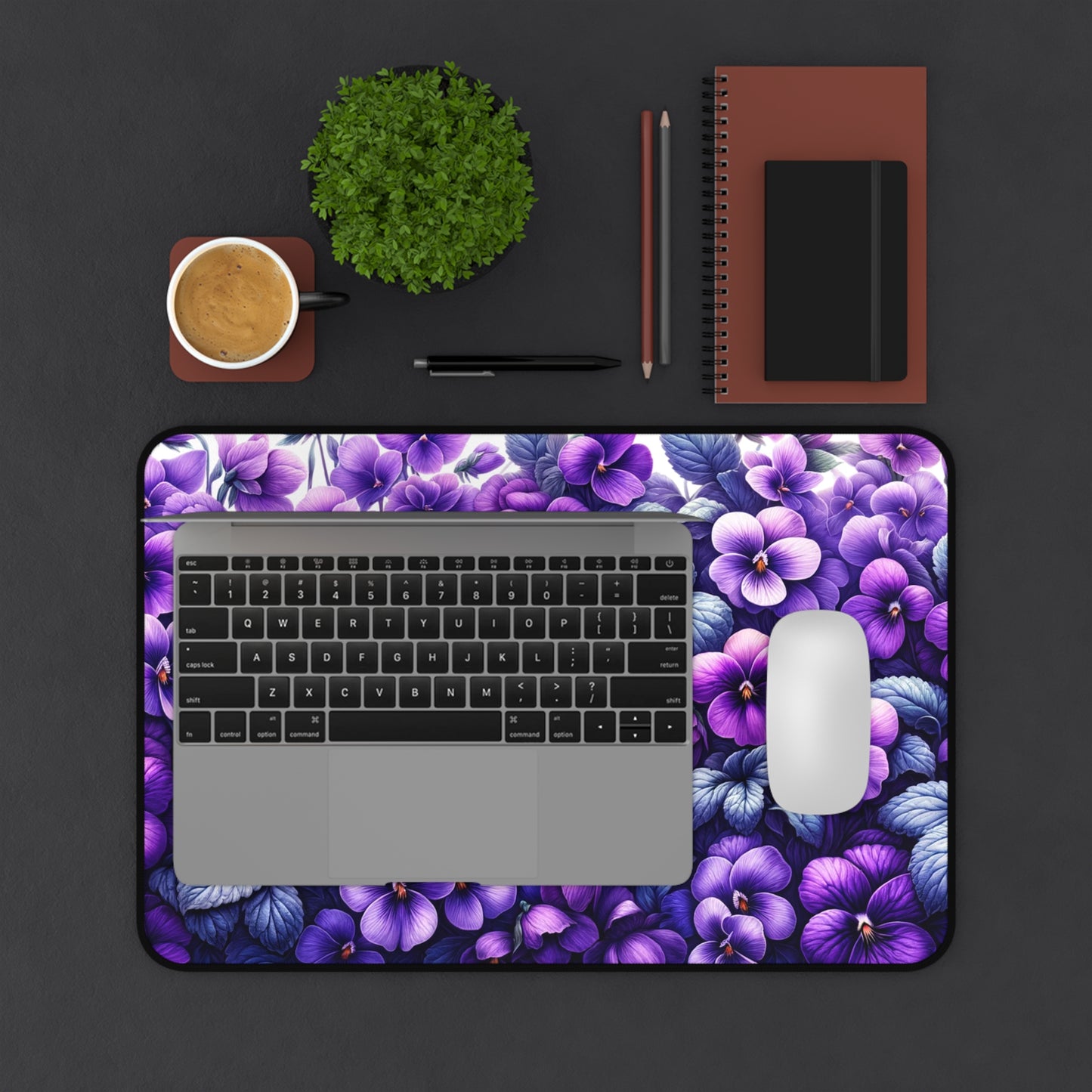 Desk Mat February Birth Flower, February Birth Month Flower, Violet Floral Design, Birth Flower of February