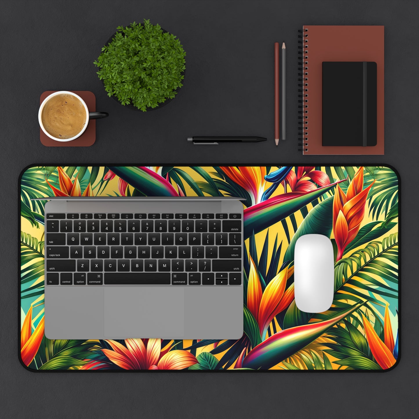 Desk Mat Lush Tropical Paradise Bloom mat to protect your desk in either your home office or work space.