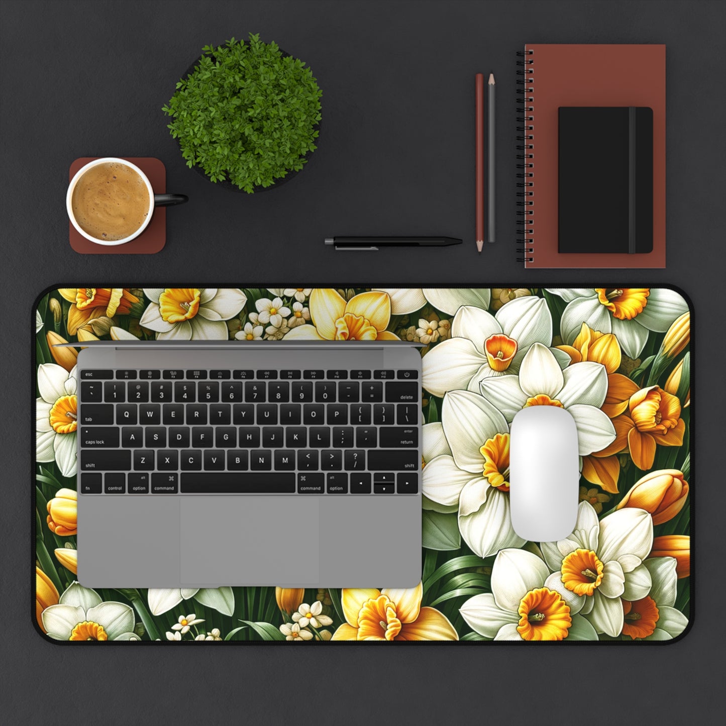 Birth Month Flower Desk Mat Gift December Narcissus Large Gaming Floral Mousepad Aesthetic Fairycore Keyboard Mouse Pad for Work Home Office