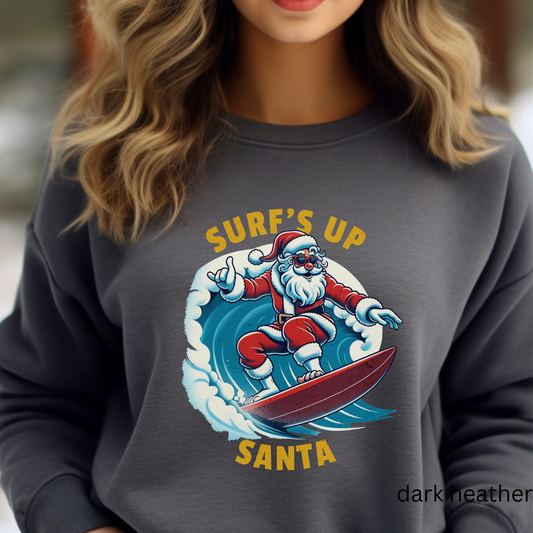 Surfing Santa, Holiday wave, Christmas, Beach theme PNG PDF SVG digital downloads, Surfing santa sublimation design, Christmas shirt