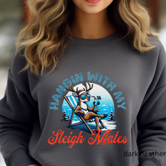 Hangin With My Sleigh Mates Female, Christmas PNG PDF SVG Digital Download Sublimation, dtf, Sleigh Mates sublimation design,