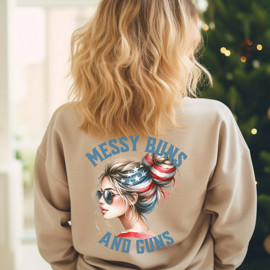 Messy Buns & Guns digital download PNG PDF SVG Patriotic Design Second Amendment Design