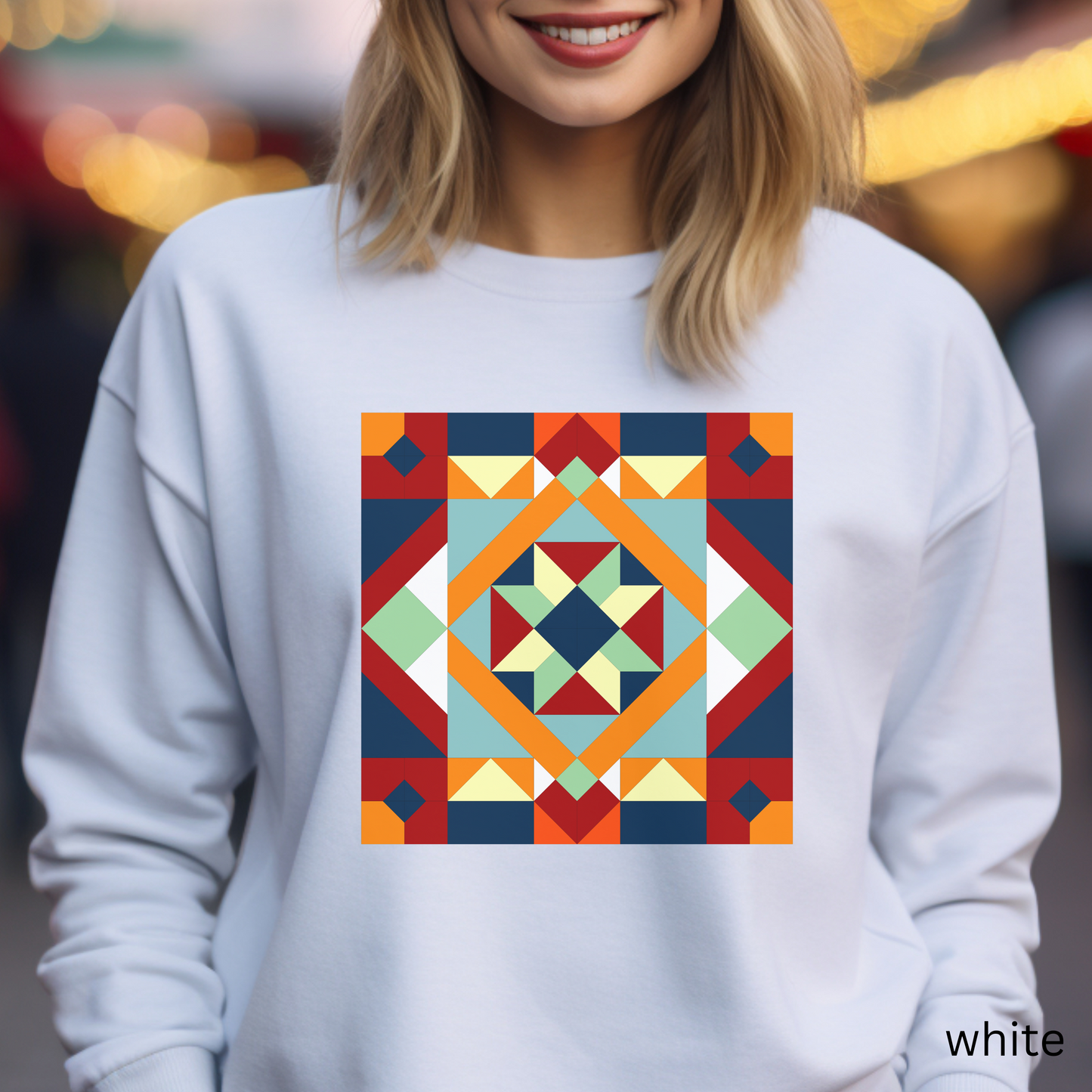 Quilt Block Star Unisex Heavy Blend™ Crewneck Sweatshirt, Quilting Shirt design for Women, Gift for Quilter, Sewing Shirt, Barn Quilt