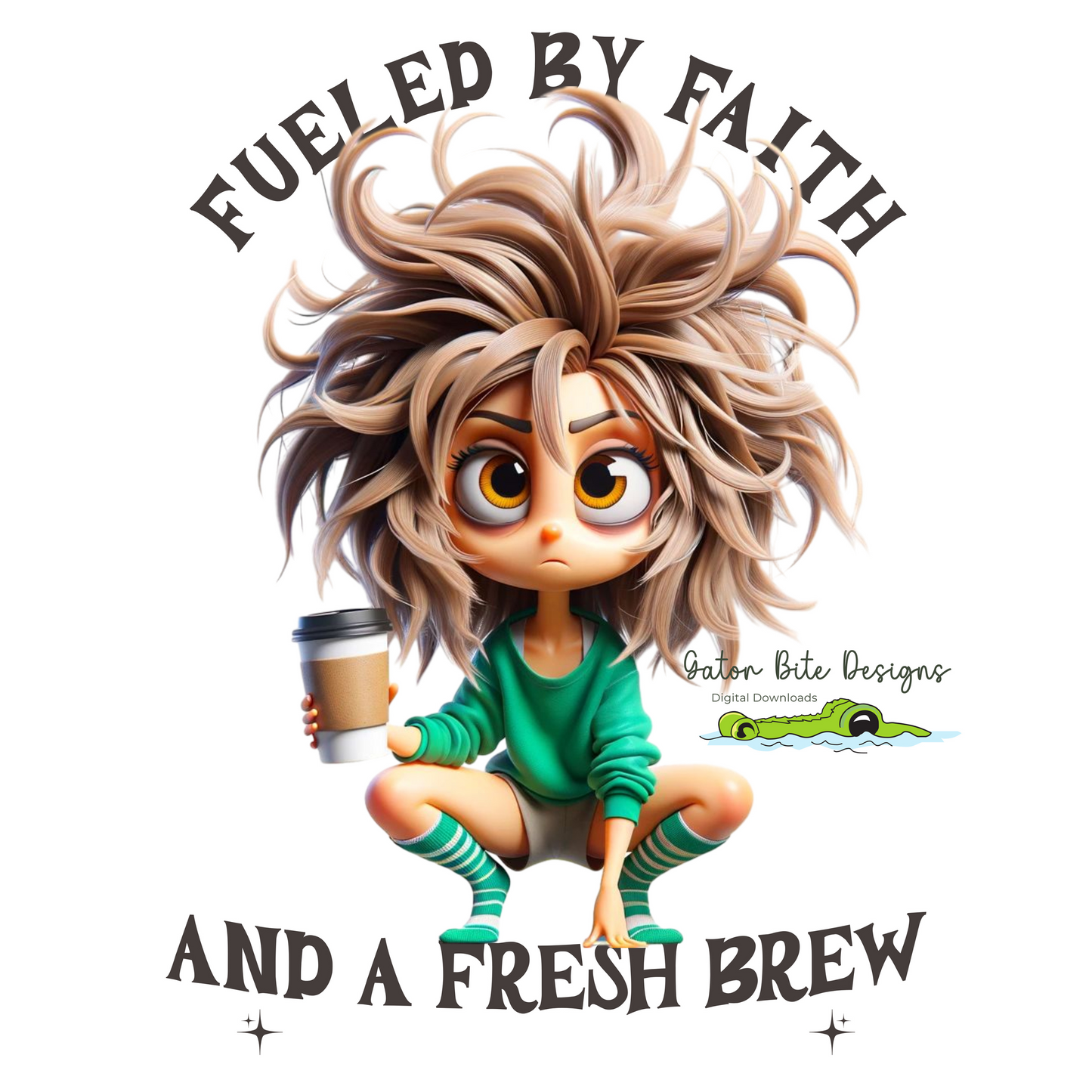 Fueled By Faith and a Fresh Brew! Stressed and Blessed! PNG PDF SVG Digital Download