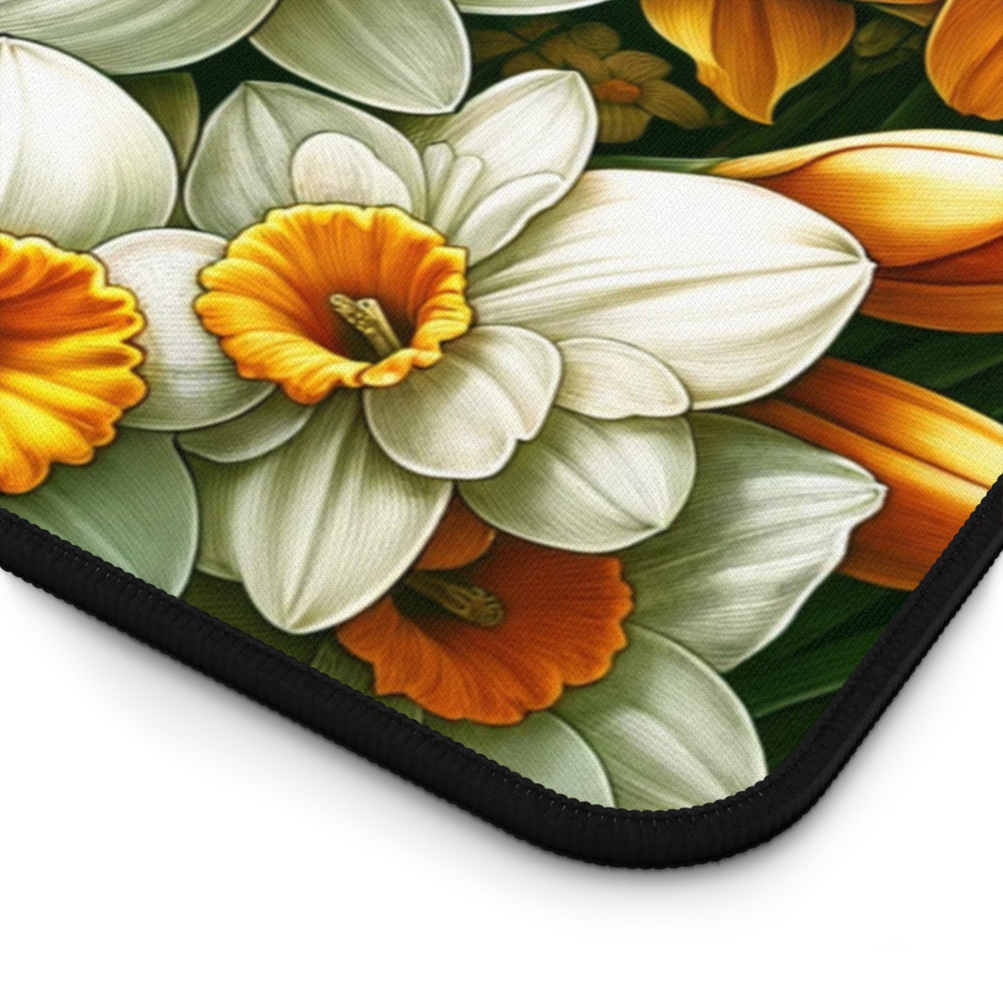 Birth Month Flower Desk Mat Gift December Narcissus Large Gaming Floral Mousepad Aesthetic Fairycore Keyboard Mouse Pad for Work Home Office