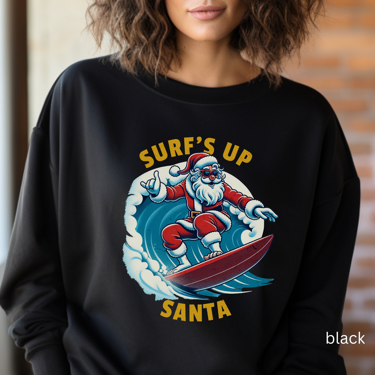 Surfing Santa, Holiday wave, Christmas, Beach theme PNG PDF SVG digital downloads, Surfing santa sublimation design, Christmas shirt