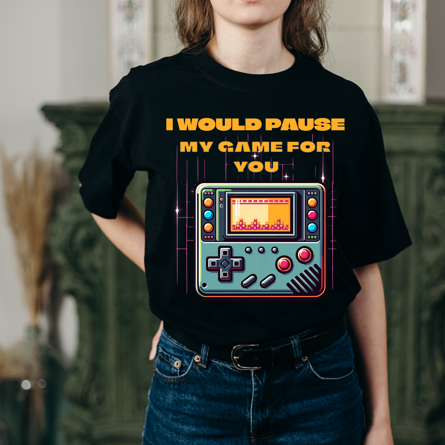 I would Pause My Game for You PNG PDF SVG digital download, video gamer, games, Retro Vintage handheld gaming console. sublimation dtf