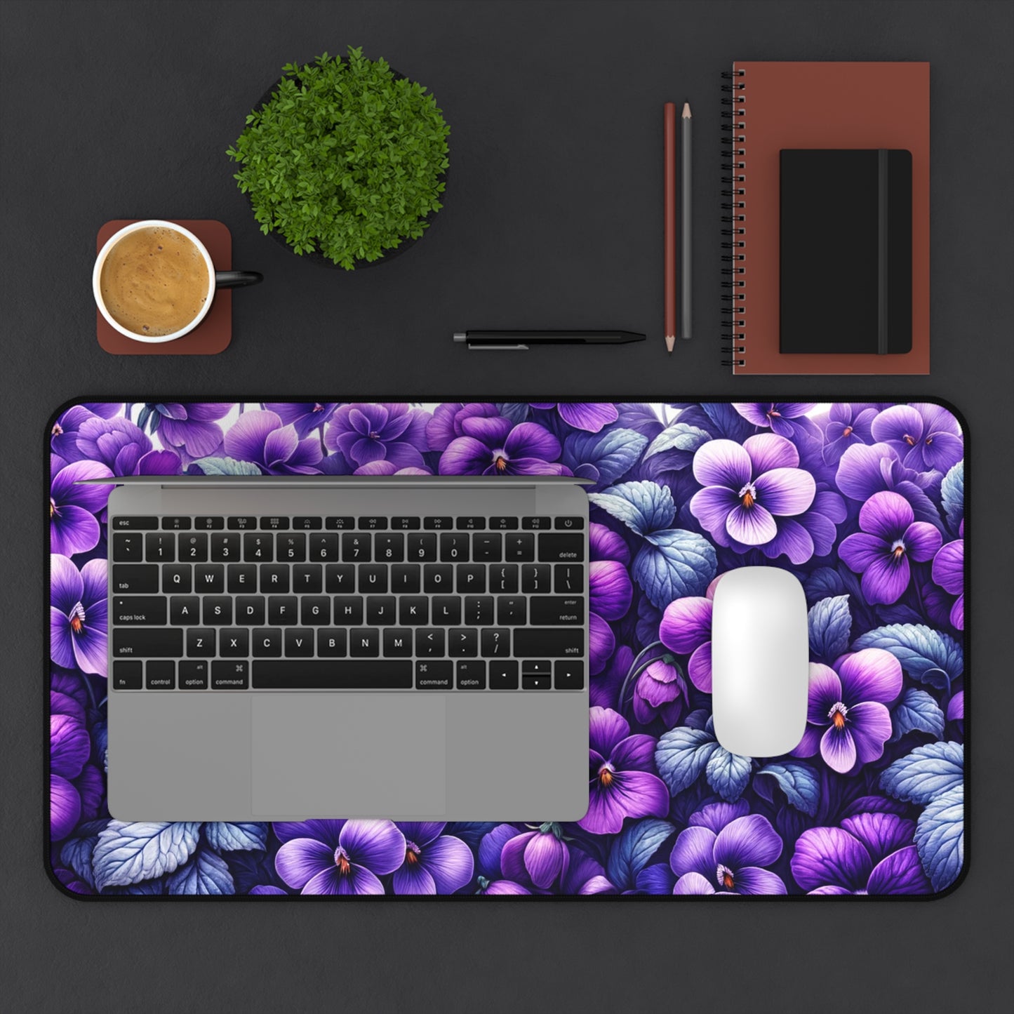 Desk Mat February Birth Flower, February Birth Month Flower, Violet Floral Design, Birth Flower of February