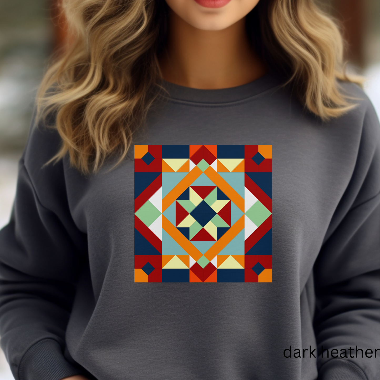 Quilt Block Star Unisex Heavy Blend™ Crewneck Sweatshirt, Quilting Shirt design for Women, Gift for Quilter, Sewing Shirt, Barn Quilt