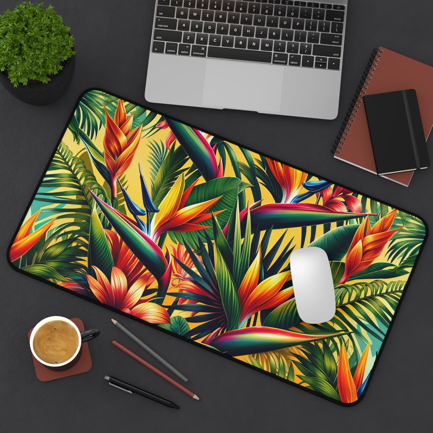 Desk Mat Lush Tropical Paradise Bloom mat to protect your desk in either your home office or work space.