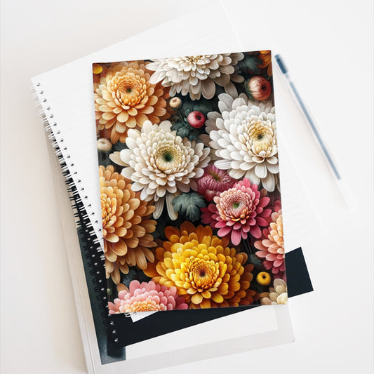 Journal - Ruled Line October Birth Flower, November Birth Month Flower, Chrysanthemum Floral Design, Birth Flower of November