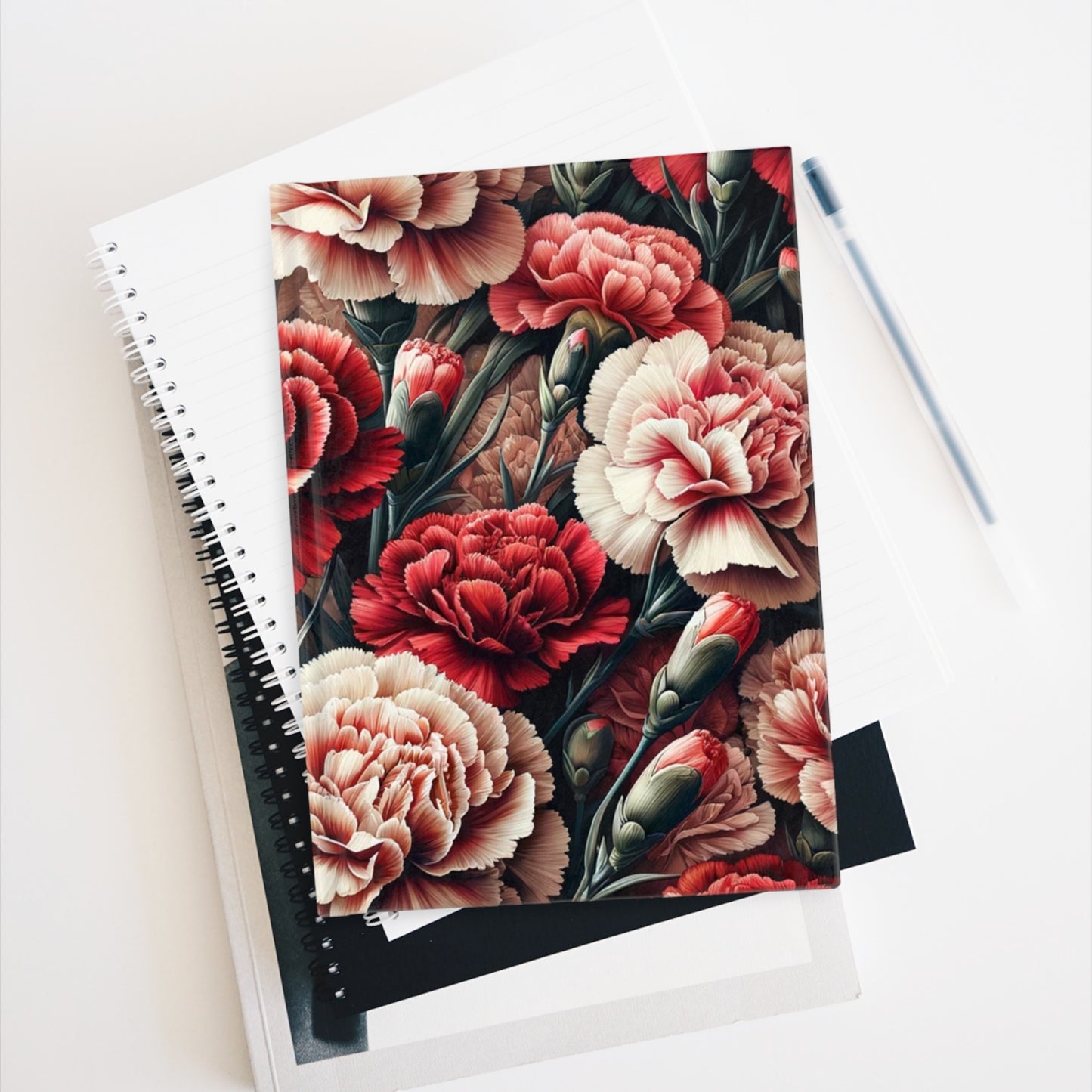 Journal - Ruled Line  January Birth Flower, January Birth Month Flower, Carnation Floral Design, Birth Flower of January