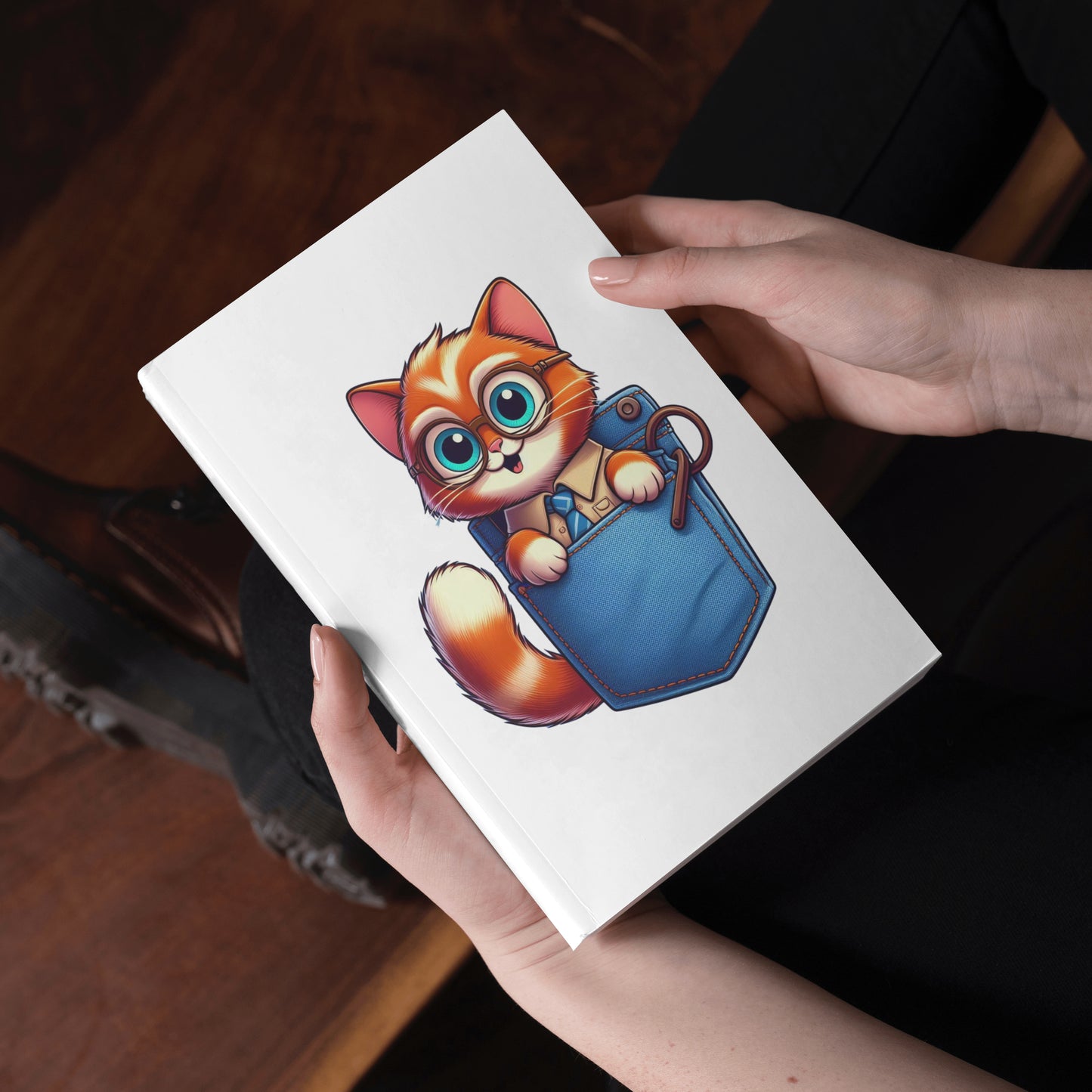 Smart Kitty: Adorable Cat in Pocket Design PNG PDF SVG digital download