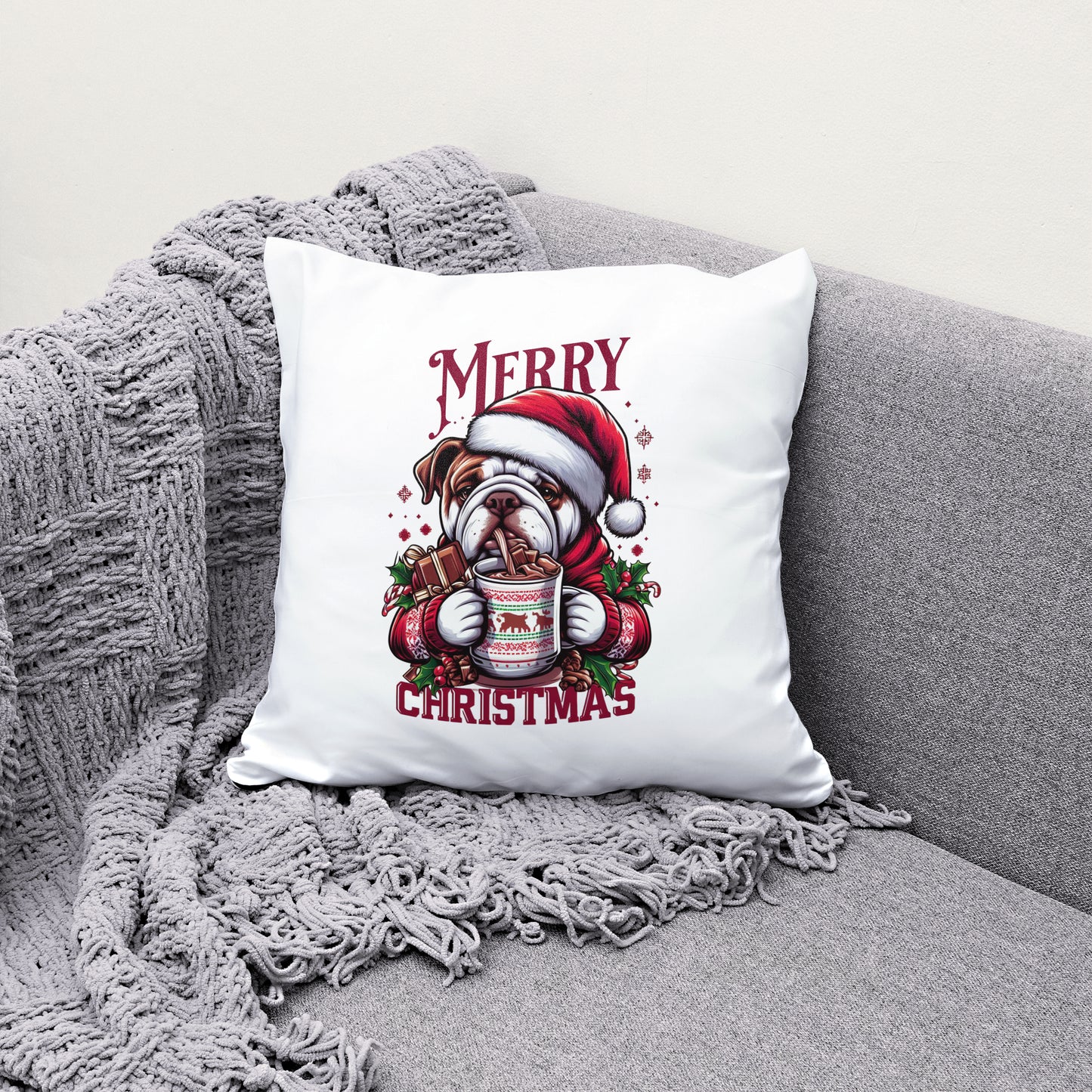 Bulldog Christmas, Bulldog Hot Chocolate PNG PDF SVG digital download