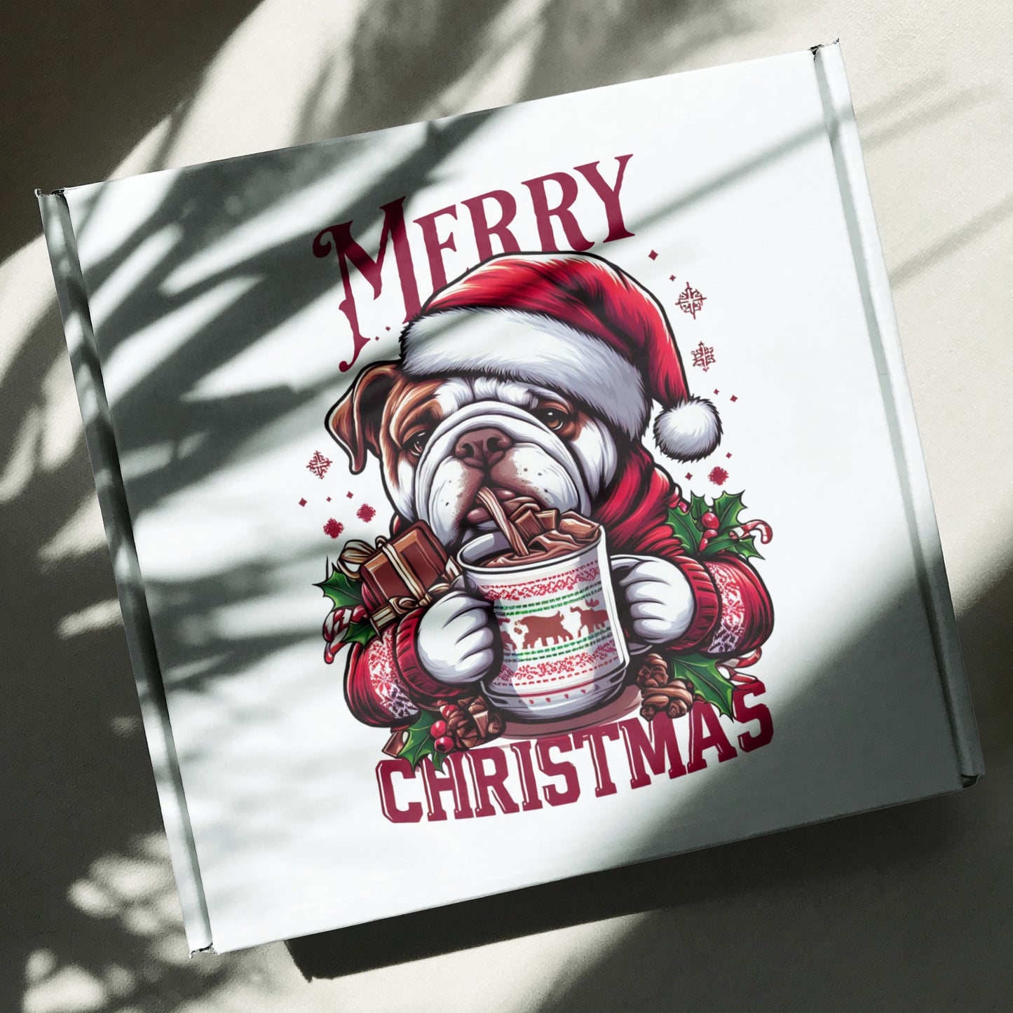 Bulldog Christmas, Bulldog Hot Chocolate PNG PDF SVG digital download