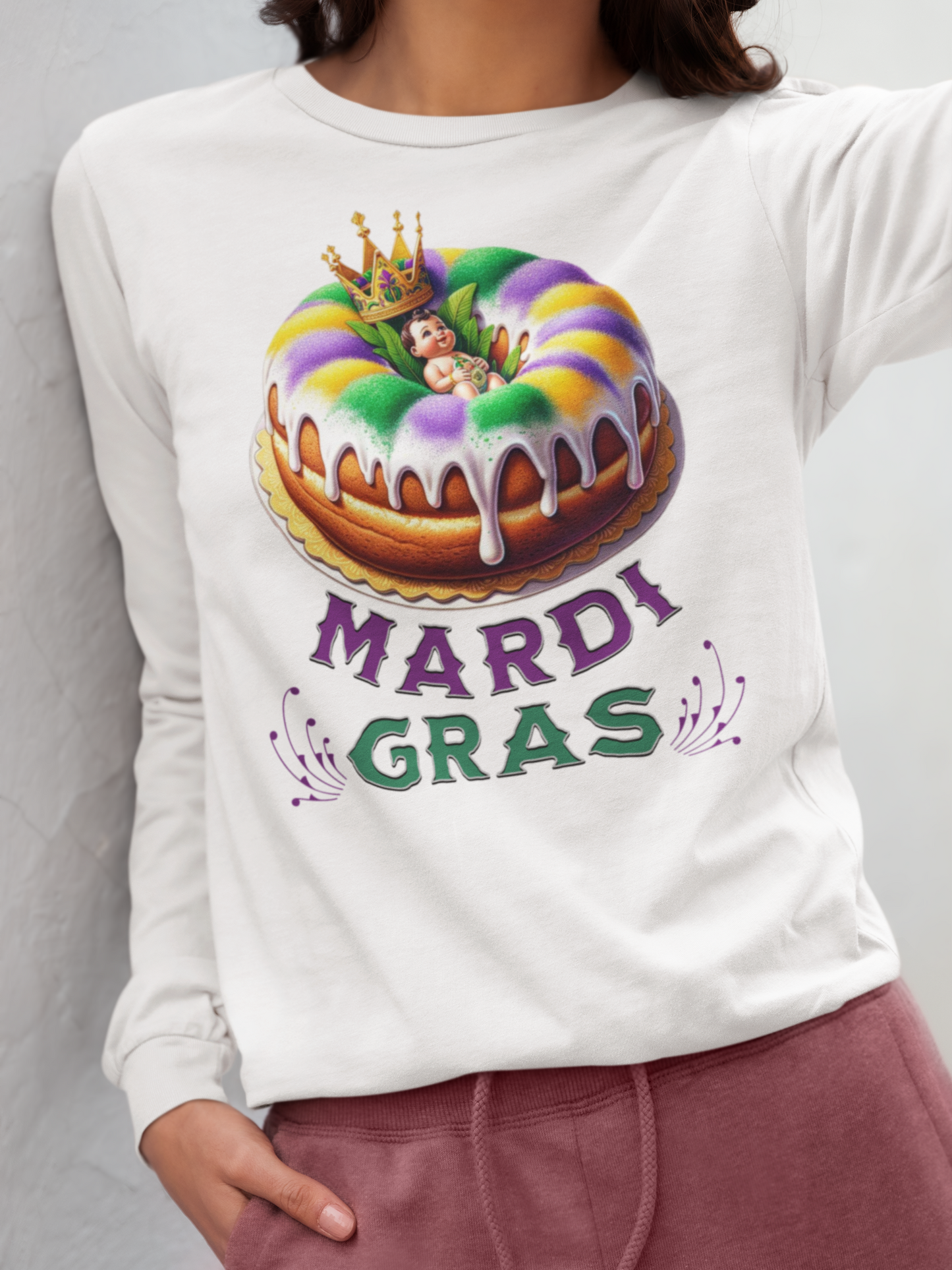 Unisex Jersey Long Sleeve Tee Happy Mardi Gras Tshirt