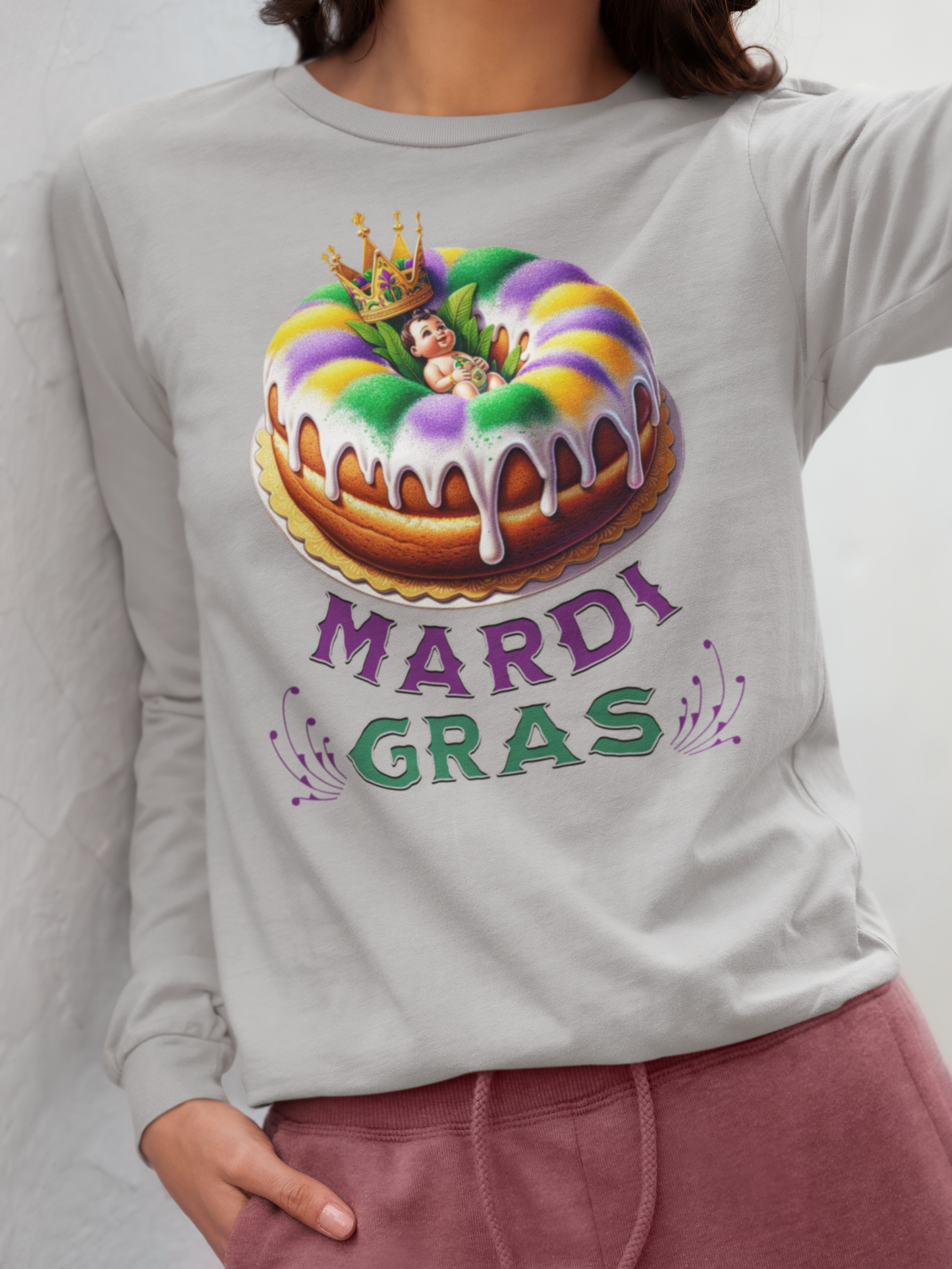 Unisex Jersey Long Sleeve Tee Happy Mardi Gras Tshirt